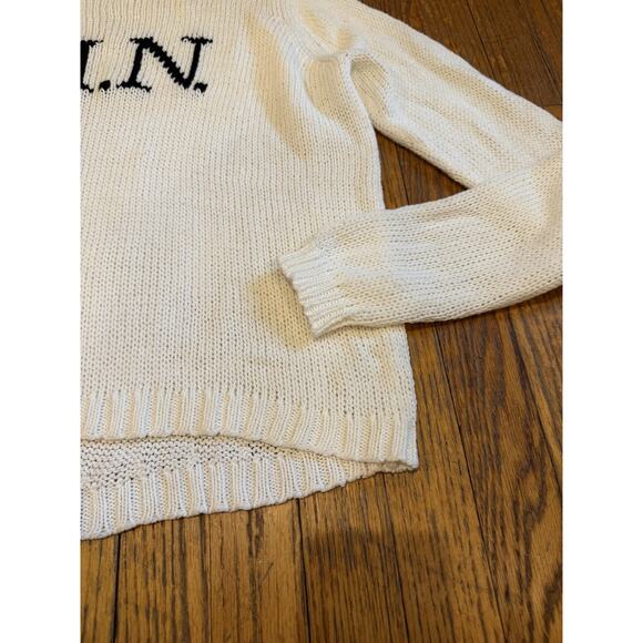 Wooden Ships Sweater Womens M/L Ivory Open Knit G.I.N. Graphic Crewneck Pullover - Picture 5 of 6